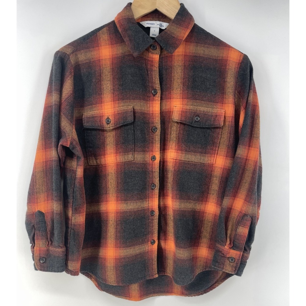 Old Navy The Boyfriend Flannel Shirt Womens XS Plaid‎ Taylor Swift Evermore